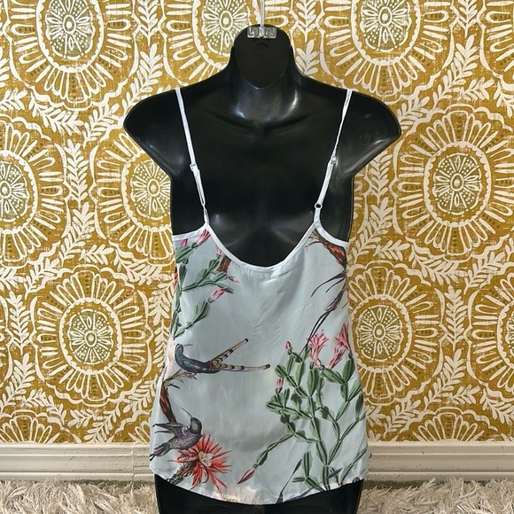 NWT AllSaints Tammy Senja Blue Floral Tropical Lightweight Tank Cami Top Sz 0 - Picture 9 of 12